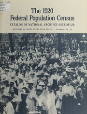 تعداد السكان الفيدرالي لعام 1920: كتالوج لميكروفيلم المحفوظات الوطنية  ارض الكتب