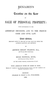 رسالة بنجامين حول قانون بيع الممتلكات الشخصية ، مع إشارات إلى القرارات الأمريكية ، وإلى القانون الفرنسي والقانون المدني  ارض الكتب