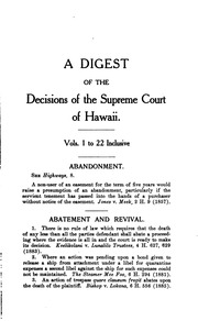 ملخص لقرارات المحكمة العليا في هاواي: المجلدات من 1 إلى 22 شاملة ، 6 يناير 1847 إلى 7 أكتوبر 1915  ارض الكتب
