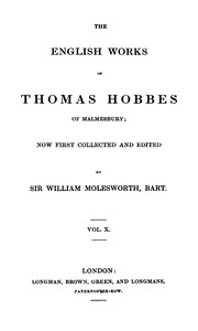 الأعمال الإنجليزية  لتوماس هوبز المجلد العاشر  