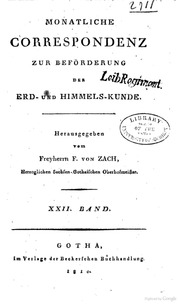 Monatliche Co r respondenz Zur Beförderung Der Erd- Und Himmels-kunde ارض الكتب