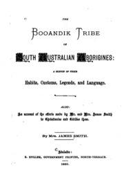 قبيلة Booa ndik لسكان جنوب أستراليا الأصليين: رسم تخطيطي لعاداتهم وعاداتهم وأساطيرهم ...  